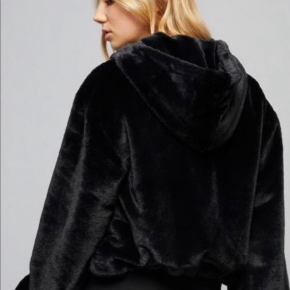 Faux fur hoodie jacket